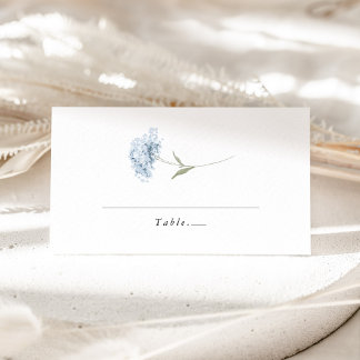 Staubig blaue weiße Hortensien Aquarell-Hochzeit Platzkarte