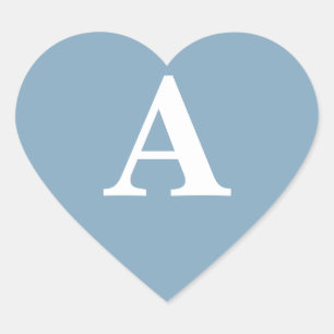 Staubig blaue weiße Monogramme Einfache Bridal Sho Herz-Aufkleber
