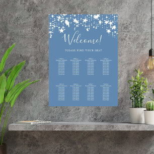 Staubig blaue weiße Sterne 9 Sitzplan Poster