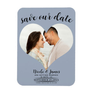 Staubig blaues Herz Foto Hochzeit Termin vormerken Magnet