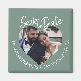 Staubig Grüne Foto Moderne Schrift Save-the-Date-K Magnet