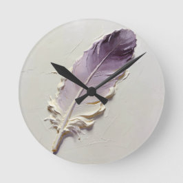 Staubig Lila Feder Impasto Organisch Modern Runde Wanduhr