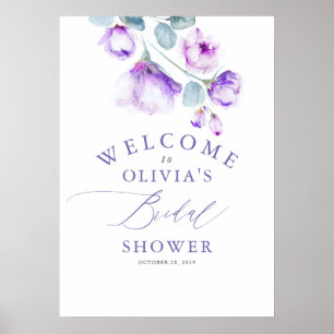 Staubig lila florale elegante Hochzeitsdusche Will Poster
