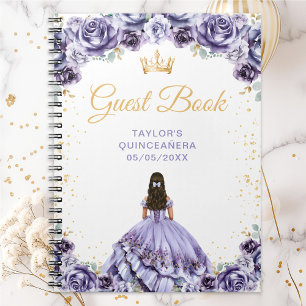 Staubig lila Prinzessin Quinceañera Gästebuch Notizblock