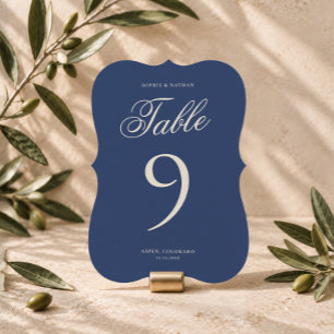 Staubig marineblaue Winter-Die-Cut-Tischnummer Einladung