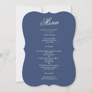 Staubig-Navy-Winter-Die-Cut-Hochzeitsmenükarte Einladung