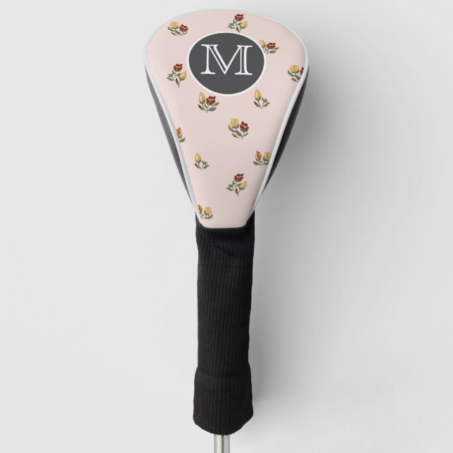 Staubig Rosa Blumen-Golf-Schlagkopfabdeckung Golf Headcover (Vorderseite)