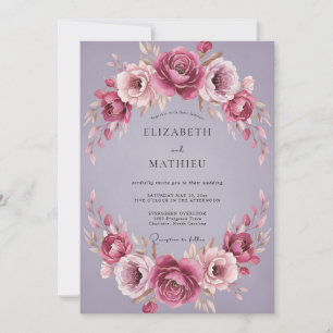 Staubige Amethyst-Blüten-Hochzeit Einladung