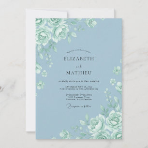 Staubige Azurrosa Hochzeit Einladung