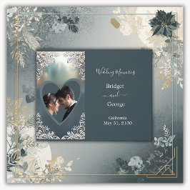 staubige blaue Kunst Deko verzierte Rahmenhochzeit Gästebuch