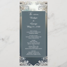 staubige blaue Kunst Deko verzierte Rahmenhochzeit Programm