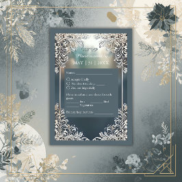 staubige blaue Kunst Deko verzierte Rahmenhochzeit RSVP Karte