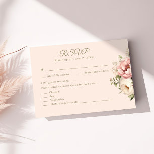 Staubige Blush-Blumen-Hochzeits-RSVP-Karte RSVP Karte