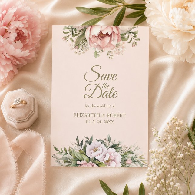 Staubige Blush-Pfingstrose Save the Date (Dusty Blush Peony Save the Date)