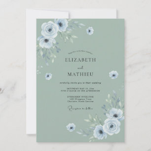 Staubige Celadon-Blüten-Hochzeit Einladung