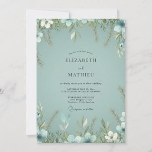 Staubige Celadon-Laub-Eukalyptus-Hochzeit Einladung