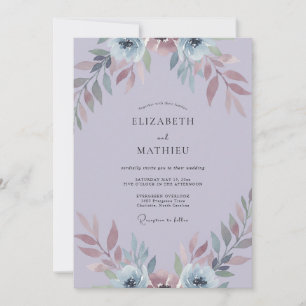 Staubige Flieder-Blüten-Hochzeit Einladung