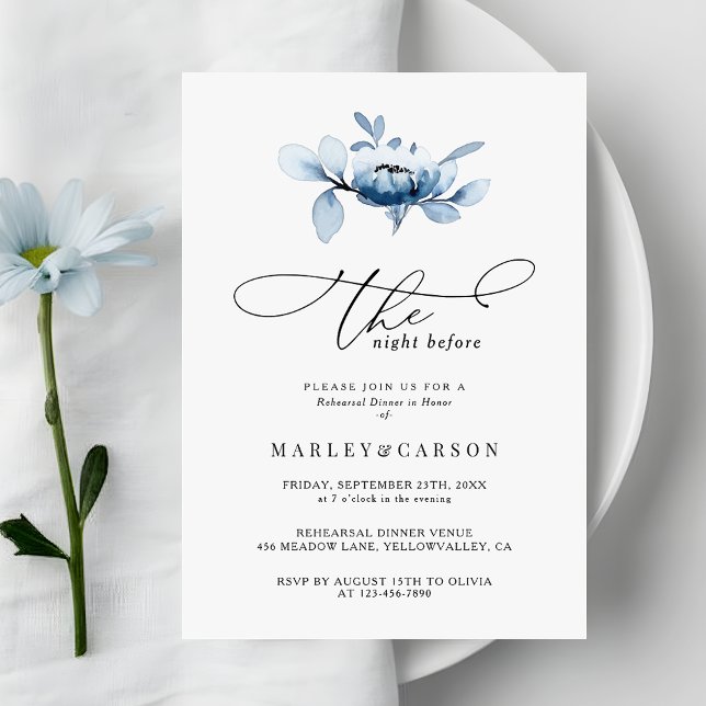 Staubige Florale Minimalistische Skript-Probeessen Einladung (Von Creator hochgeladen)