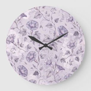 Staubige Lavendel-Prächtige Trichterwinden Elegant Große Wanduhr