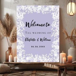 Staubige Lavendel-Schneeflocken Hochzeits-Willkomm Poster