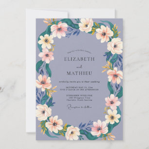 Staubige lila Anemonen-Hochzeit Einladung
