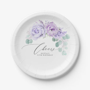 Staubige lila Blumen Eleganter botanischer Kranz Pappteller