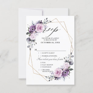 Staubige Lila-Blüten-Geometrische Hochzeit RSVP Karte