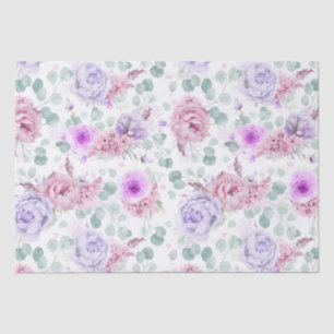 Staubige lila und rosa Blumen Botanisches Muster Seidenpapier