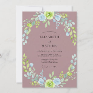 Staubige Mauve-Azurne Hochzeit Einladung