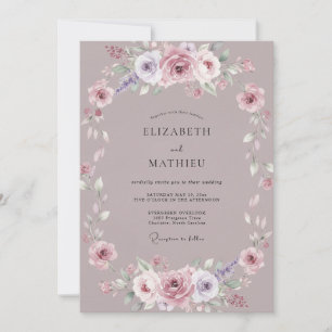 Staubige Mauve-Blüten-Hochzeit Einladung