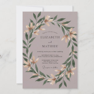 Staubige Mauve-Kranz-Hochzeit Einladung