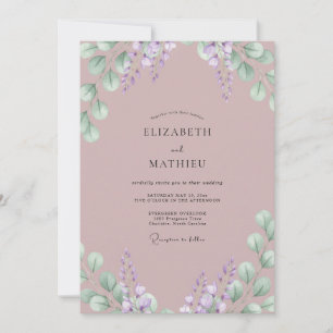 Staubige Mauve-Wisteria-Hochzeit Einladung