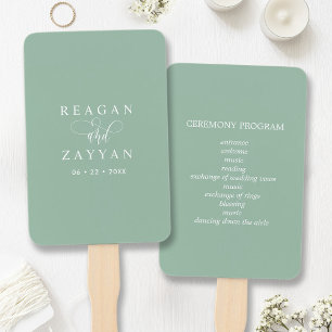 Staubige Minze Minimalistisches Hochzeitsprogramm Fächer