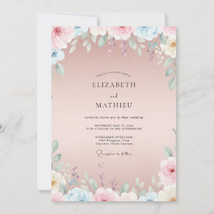 Staubige Pfirsich-Blüten-Hochzeit Einladung
