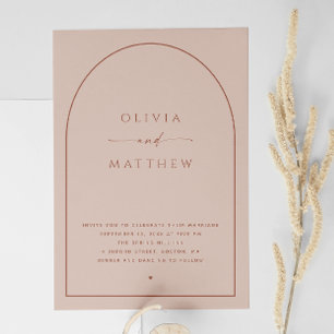 Staubige Pfirsich-Taupe-Bogen-Hochzeit Modern Ph Einladung