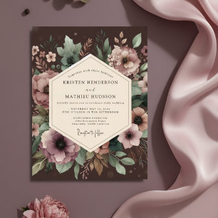 Staubige Pflaume Botanische Romantische Hochzeit Einladung