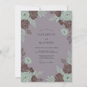 Staubige Pflaumenrose Hochzeit Einladung