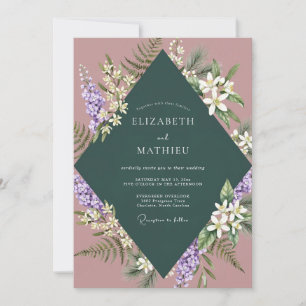 Staubige Pink Flieder Eukalyptus Hochzeit Einladung