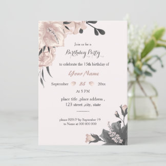 staubige, rosa dunkelgraue Blume phantastischer Ge Einladung