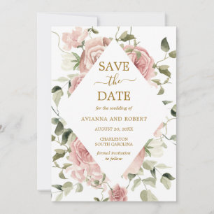 Staubige Rosa-Rosen-Blume Gold Save The Date