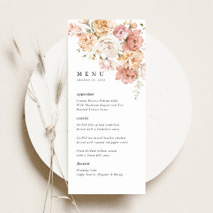Staubige Rosa Rosen Blumen Hochzeitsempfang Abende Menükarte