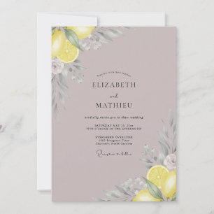 Staubige Rosa Zitronen-Eukalyptus-Hochzeit Einladung