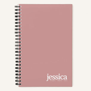 Staubige Rose abgerundete moderne Typografie Notizbuch