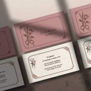 Staubige Rose Art Deco Hairstylist Visitenkarte