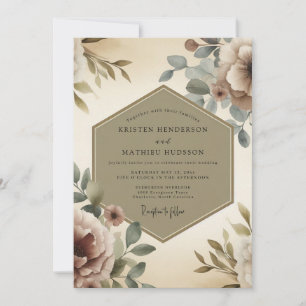 Staubige Rose Ätherische Blütenhochzeit Einladung