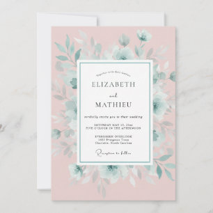 Staubige Rose Ätherische Blütenhochzeit Einladung