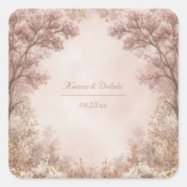 Staubige Rose Ätherischer Wald Bogen Hochzeit Quadratischer Aufkleber