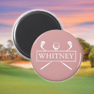Staubige Rose benutzerdefinierte Name Golfballschl Magnet