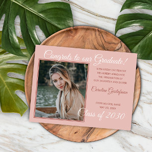 Staubige Rose Blush Pink Abschlussankündigung Postkarte