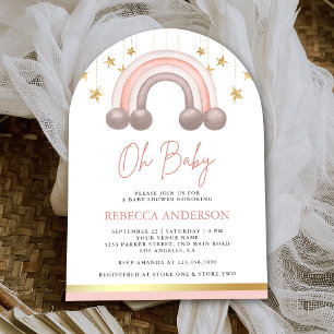 Staubige Rose Boho Regenbogen Mädchen Bogen Baby S Einladung